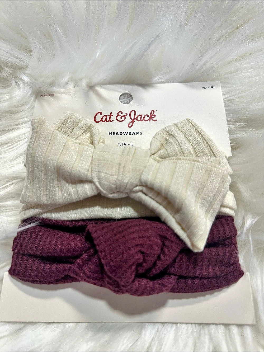 Cat & Jack Ribbed Bow Headwrap 2-Pack Cream & Purple